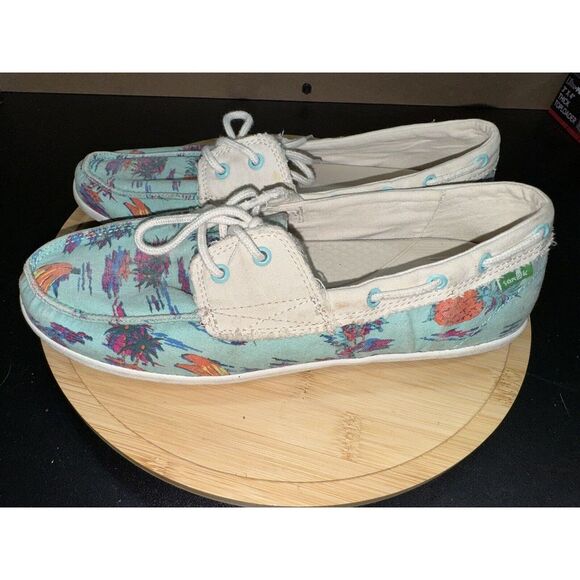 SANUK SAILAWAY 2 VACAY TURQUOISE PINEAPPLE SIDEWALK SURFER SHOE  SIZE‎ 9 - Picture 1 of 8